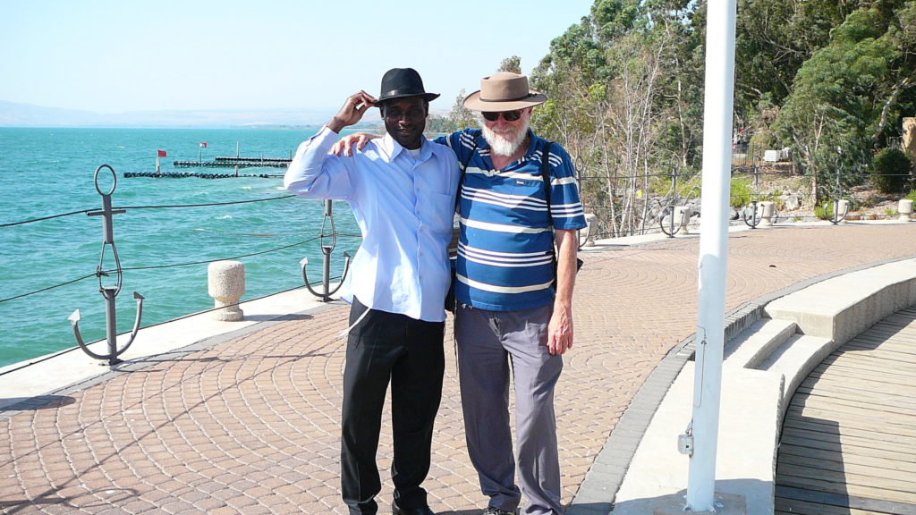 Friends. Serge Etele and Menachem Kuchar in Israel (Photo by Enosh Keki)